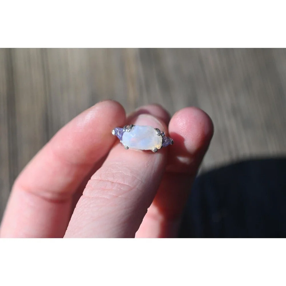Engagement ring Opal and tanzanite ring American made